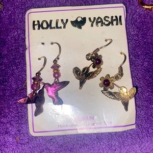 Vintage Holly Yashi hummingbird earrings